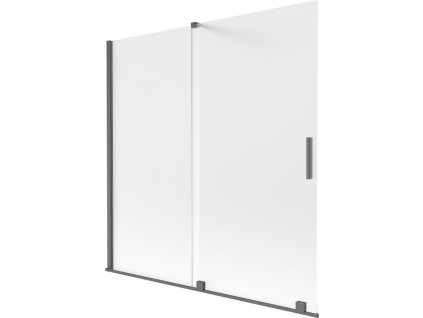 MEXEN/S - Velar dvoukřídlá posuvná vanová zástěna 160 x 150 cm, dekor, grafit kartáčovaná 896-160-000-31-66