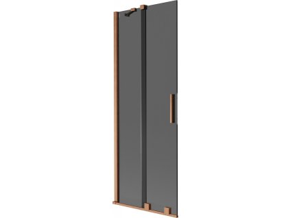 MEXEN/S - Velar dvoukřídlá posuvná vanová zástěna 70 x 150 cm, grafit, měď kartáčovaná 896-070-000-41-65