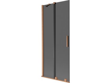 MEXEN/S - Velar dvoukřídlá posuvná vanová zástěna 80 x 150 cm, grafit, měď kartáčovaná 896-080-000-41-65
