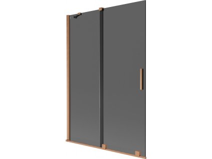 MEXEN/S - Velar dvoukřídlá posuvná vanová zástěna 120 x 150 cm, grafit, měď kartáčovaná 896-120-000-41-65