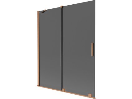 MEXEN/S - Velar dvoukřídlá posuvná vanová zástěna 140 x 150 cm, grafit, měď kartáčovaná 896-140-000-41-65