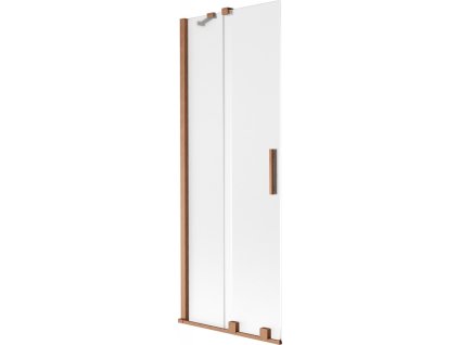 MEXEN/S - Velar dvoukřídlá posuvná vanová zástěna 70 x 150 cm, dekor, měď kartáčovaná 896-070-000-31-65