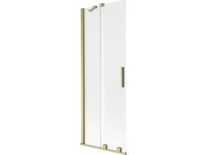 MEXEN/S - Velar dvoukřídlá posuvná vanová zástěna 75 x 150 cm, dekor, zlatá kartáčovaná 896-075-000-31-55