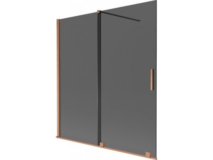 MEXEN/S - Velar dvoukřídlá posuvná vanová zástěna 150 x 150 cm, grafit, měď kartáčovaná 896-150-000-41-65