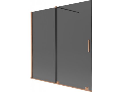 MEXEN/S - Velar dvoukřídlá posuvná vanová zástěna 160 x 150 cm, grafit, měď kartáčovaná 896-160-000-41-65