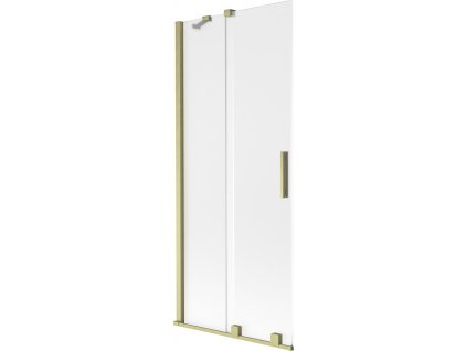 MEXEN/S - Velar dvoukřídlá posuvná vanová zástěna 85 x 150 cm, dekor, zlatá kartáčovaná 896-085-000-31-55