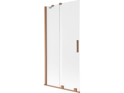MEXEN/S - Velar dvoukřídlá posuvná vanová zástěna 90 x 150 cm, dekor, měď kartáčovaná 896-090-000-31-65