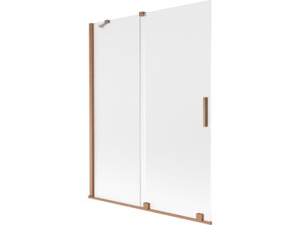 MEXEN/S - Velar dvoukřídlá posuvná vanová zástěna 130 x 150 cm, dekor, měď kartáčovaná 896-130-000-31-65