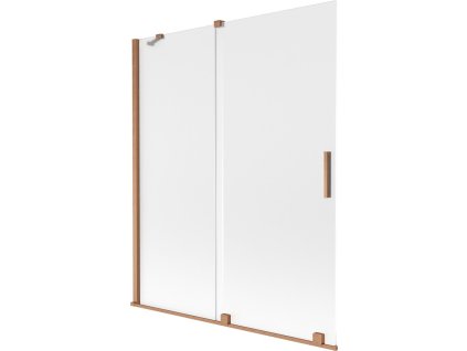MEXEN/S - Velar dvoukřídlá posuvná vanová zástěna 140 x 150 cm, dekor, měď kartáčovaná 896-140-000-31-65