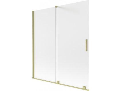 MEXEN/S - Velar dvoukřídlá posuvná vanová zástěna 150 x 150 cm, dekor, zlatá kartáčovaná 896-150-000-31-55