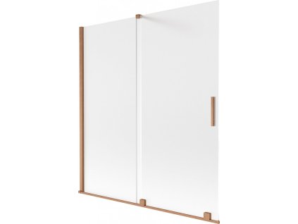 MEXEN/S - Velar dvoukřídlá posuvná vanová zástěna 150 x 150 cm, dekor, měď kartáčovaná 896-150-000-31-65