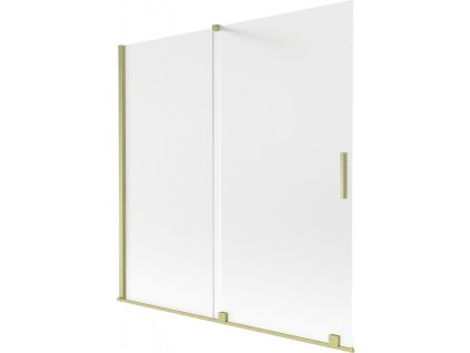 MEXEN/S - Velar dvoukřídlá posuvná vanová zástěna 160 x 150 cm, dekor, zlatá kartáčovaná 896-160-000-31-55