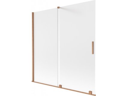 MEXEN/S - Velar dvoukřídlá posuvná vanová zástěna 160 x 150 cm, dekor, měď kartáčovaná 896-160-000-31-65