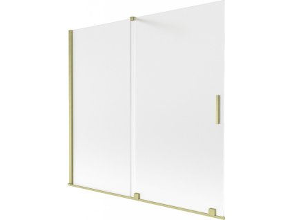 MEXEN/S - Velar dvoukřídlá posuvná vanová zástěna 170 x 150 cm, dekor, zlatá kartáčovaná 896-170-000-31-55