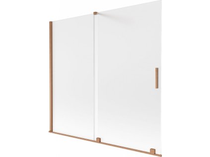 MEXEN/S - Velar dvoukřídlá posuvná vanová zástěna 170 x 150 cm, dekor, měď kartáčovaná 896-170-000-31-65