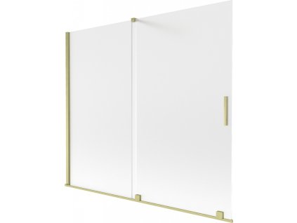 MEXEN/S - Velar dvoukřídlá posuvná vanová zástěna 180 x 150 cm, dekor, zlatá kartáčovaná 896-180-000-31-55