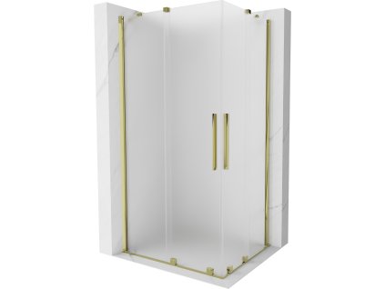 MEXEN/S - Velar Duo sprchový kout, posuvné dveře 90 x 80 cm, dekor, zlato 871-090-080-32-50