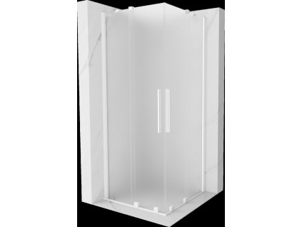 MEXEN/S - Velar Duo sprchový kout, posuvné dveře 90 x 90 cm, dekor, bílá 871-090-090-32-20