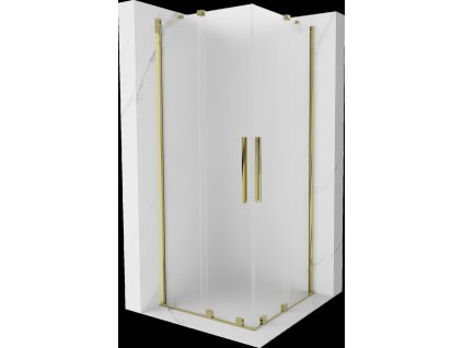 MEXEN/S - Velar Duo sprchový kout, posuvné dveře 90 x 90 cm, dekor, zlato 871-090-090-32-50