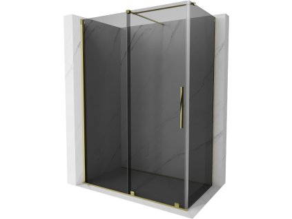 MEXEN/S - Velar sprchový kout, posuvné dveře 140 x 85 cm, grafit, zlato 871-140-085-41-50