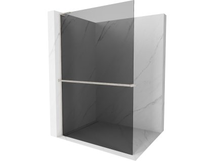 MEXEN/S - Kioto+ L Sprchová zástěna WALK-IN s poličkou a držákem ručníků 100 x 200 cm, grafit, nikl kartáčovaná 800-100-123-97-40