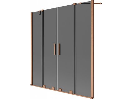 MEXEN/S - Velar Duo dvoukřídlá posuvná vanová zástěna 140 x 150, grafit, měď kartáčovaná 896-140-000-42-65