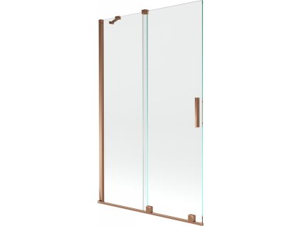 MEXEN/S - Velar Dvoukřídlá posuvná vanová zástěna 110 x 150 cm, transparent, růžové zlato 896-110-000-01-60