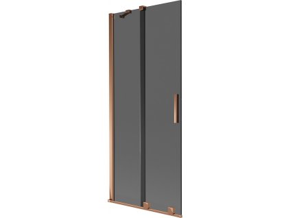 MEXEN/S - Velar dvoukřídlá posuvná vanová zástěna 80 x 150 cm, grafit, růžové zlato 896-080-000-41-60