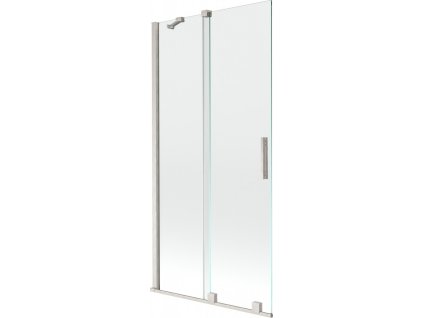 MEXEN/S - Velar dvoukřídlá posuvná vanová zástěna 95 x 150 cm, transparent, nikl kartáčovaný 896-095-000-01-97