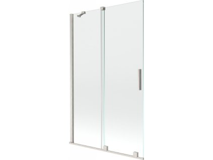 MEXEN/S - Velar dvoukřídlá posuvná vanová zástěna 110 x 150 cm, transparent, nikl kartáčovaný 896-110-000-01-97
