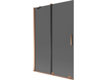 MEXEN/S - Velar dvoukřídlá posuvná vanová zástěna 120 x 150 cm, grafit, růžové zlato 896-120-000-41-60