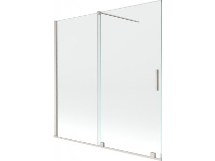 MEXEN/S - Velar dvoukřídlá posuvná vanová zástěna 160 x 150 cm, transparent, nikl kartáčovaný 896-160-000-01-97