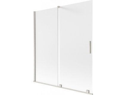 MEXEN/S - Velar dvoukřídlá posuvná vanová zástěna 150 x 150 cm, dekor, nikl kartáčovaný 896-150-000-31-97