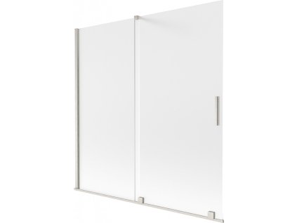 MEXEN/S - Velar dvoukřídlá posuvná vanová zástěna 160 x 150 cm, dekor, nikl kartáčovaný 896-160-000-31-97
