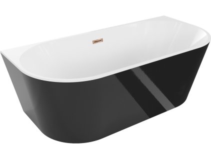 MEXEN/S - Oval vana volně stojící nástěnná 170 x 80 cm, bílá/černá, sifon a přepad růžové zlato 52671708075-60