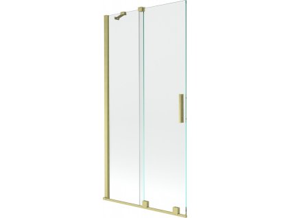 MEXEN/S - Velar Dvoukřídlá posuvná vanová zástěna 90 x 150 cm, transparent, zlatá kartáčovaná 896-090-000-01-55
