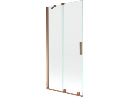 MEXEN/S - Velar Dvoukřídlá posuvná vanová zástěna 90 x 150 cm, transparent, růžové zlato 896-090-000-01-60