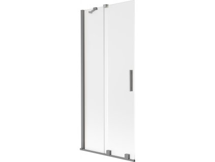 MEXEN/S - Velar dvoukřídlá posuvná vanová zástěna 80 x 150 cm, dekor, grafit metal 896-080-000-31-95