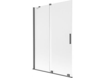MEXEN/S - Velar dvoukřídlá posuvná vanová zástěna 120 x 150 cm, dekor, grafit metal 896-120-000-31-95