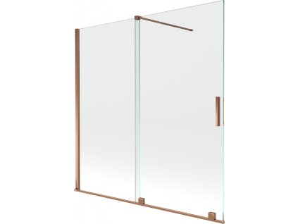MEXEN/S - Velar Dvoukřídlá posuvná vanová zástěna 160 x 150 cm, transparent, růžové zlato 896-160-000-01-60