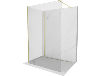 MEXEN/S - Kioto Sprchová zástěna WALK-IN 110 x 110 cm, transparent, zlatá kartáčovaná 800-110-212-55-00-110