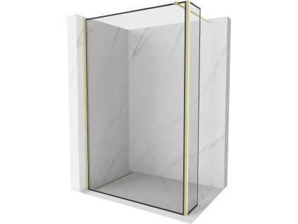 MEXEN/S - Kioto Sprchová zástěna WALK-IN 90 x 40 cm, černý vzor, zlatá kartáčovaná 800-090-212-55-70-040