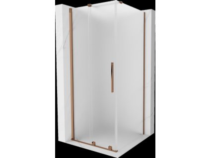 MEXEN/S - Velar sprchový kout, posuvné dveře 90 x 90 cm, dekor, růžové zlato 871-090-090-31-60