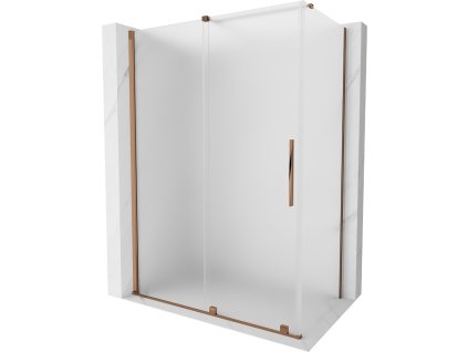 MEXEN/S - Velar sprchový kout, posuvné dveře 150 x 75 cm, dekor, růžové zlato 871-150-075-31-60