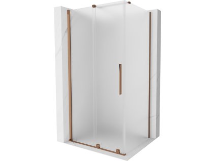MEXEN/S - Velar sprchový kout, posuvné dveře 150 x 100 cm, dekor, růžové zlato 871-150-100-31-60