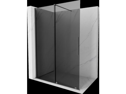 MEXEN/S - Velar Sprchová zástěna posuvná Walk-in 140 x 200 cm, grafit 8 mm, grafit metal 871-140-000-43-95