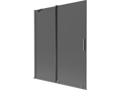MEXEN/S - Velar dvoukřídlá posuvná vanová zástěna 140 x 150 cm, grafit, grafit metal 896-140-000-41-95