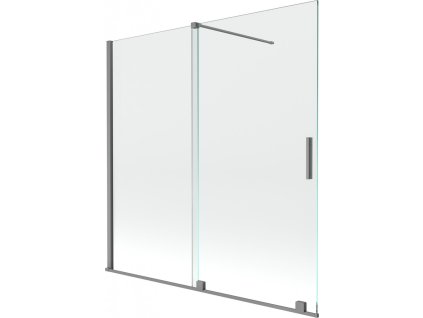 MEXEN/S - Velar dvoukřídlá posuvná vanová zástěna 160 x 150 cm, transparent, grafit metal 896-160-000-01-95