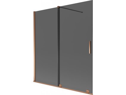 MEXEN/S - Velar dvoukřídlá posuvná vanová zástěna 150 x 150 cm, grafit, růžové zlato 896-150-000-41-60
