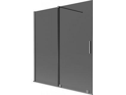 MEXEN/S - Velar dvoukřídlá posuvná vanová zástěna 150 x 150 cm, grafit, grafit metal 896-150-000-41-95
